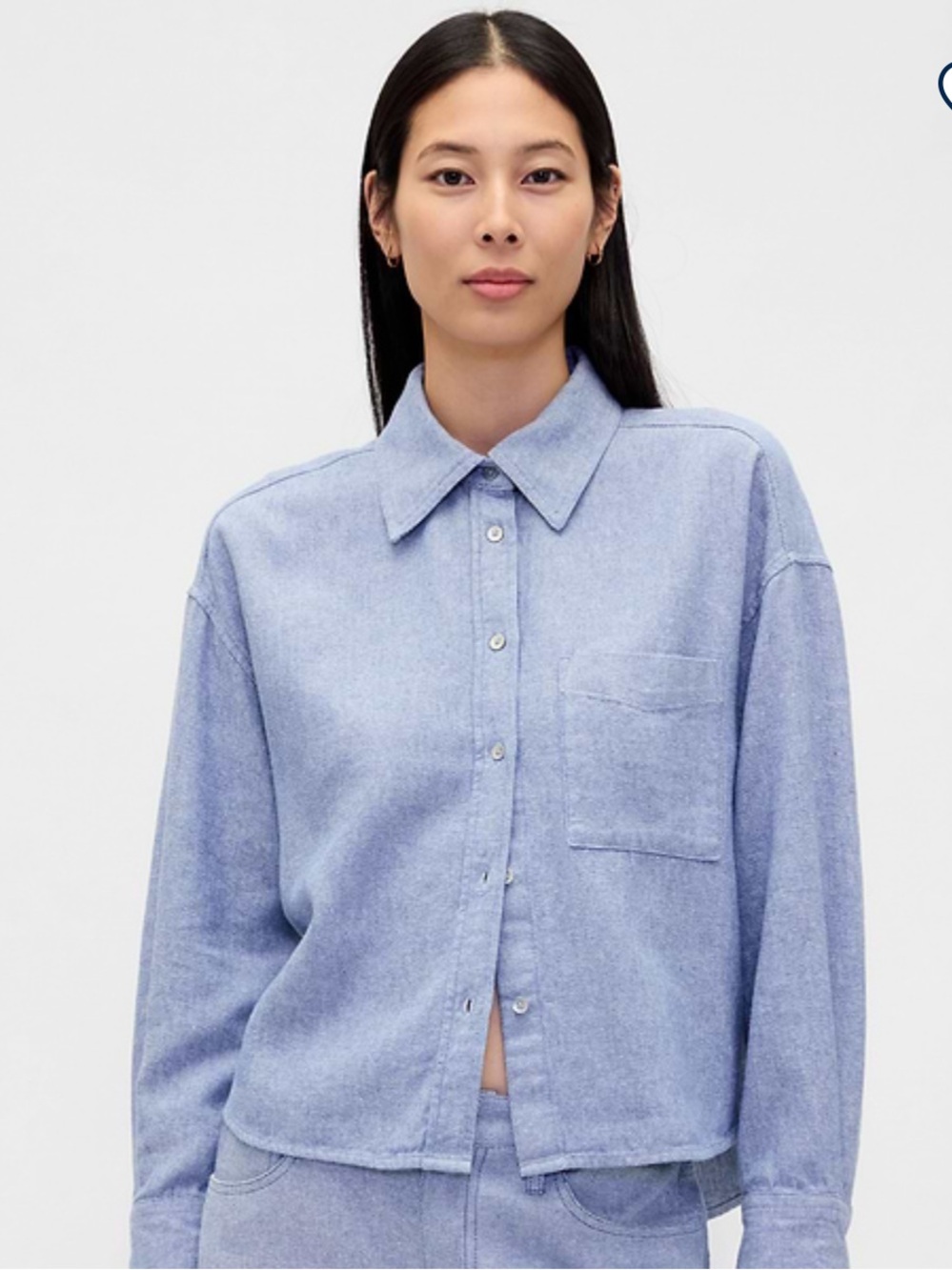 Gap Linen-Cotton Cropped Chambray Shirt